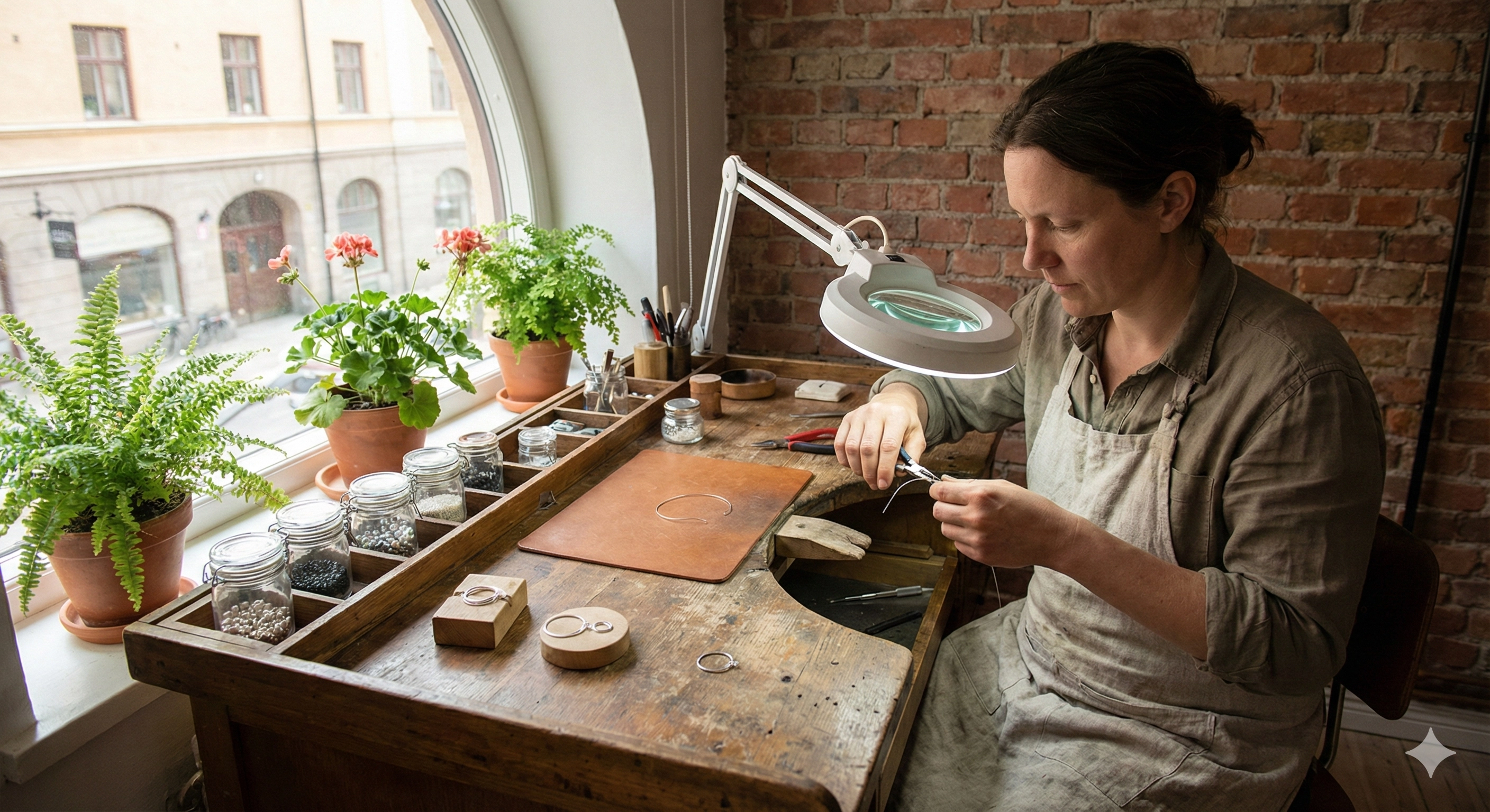 Jewelry maker crafting silver ring